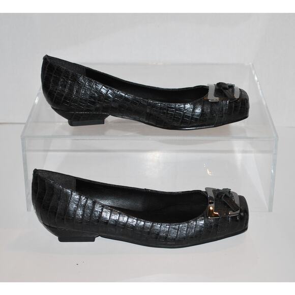 New Size 6 Womens Gino Ventori Vanessa Alligator Leather Black Low Heel - Picture 3 of 9